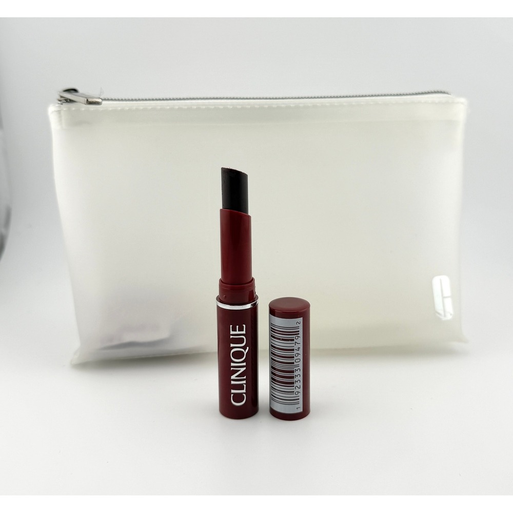Clinique Black Honey Almost Lipstick Travel Size Set with White Makeup Pouch